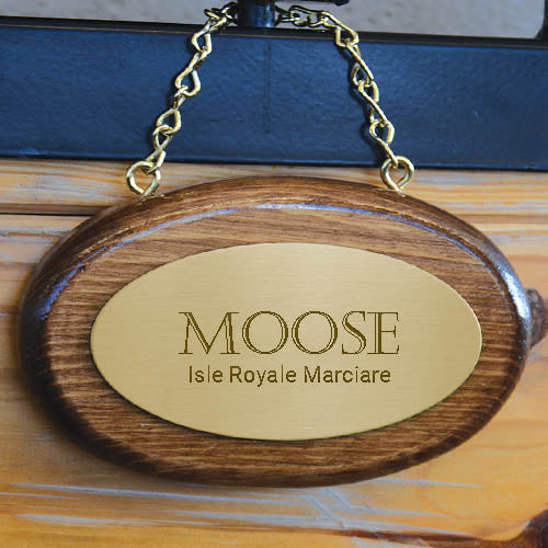 Custom Wood and Brass Oval Stall Plaque